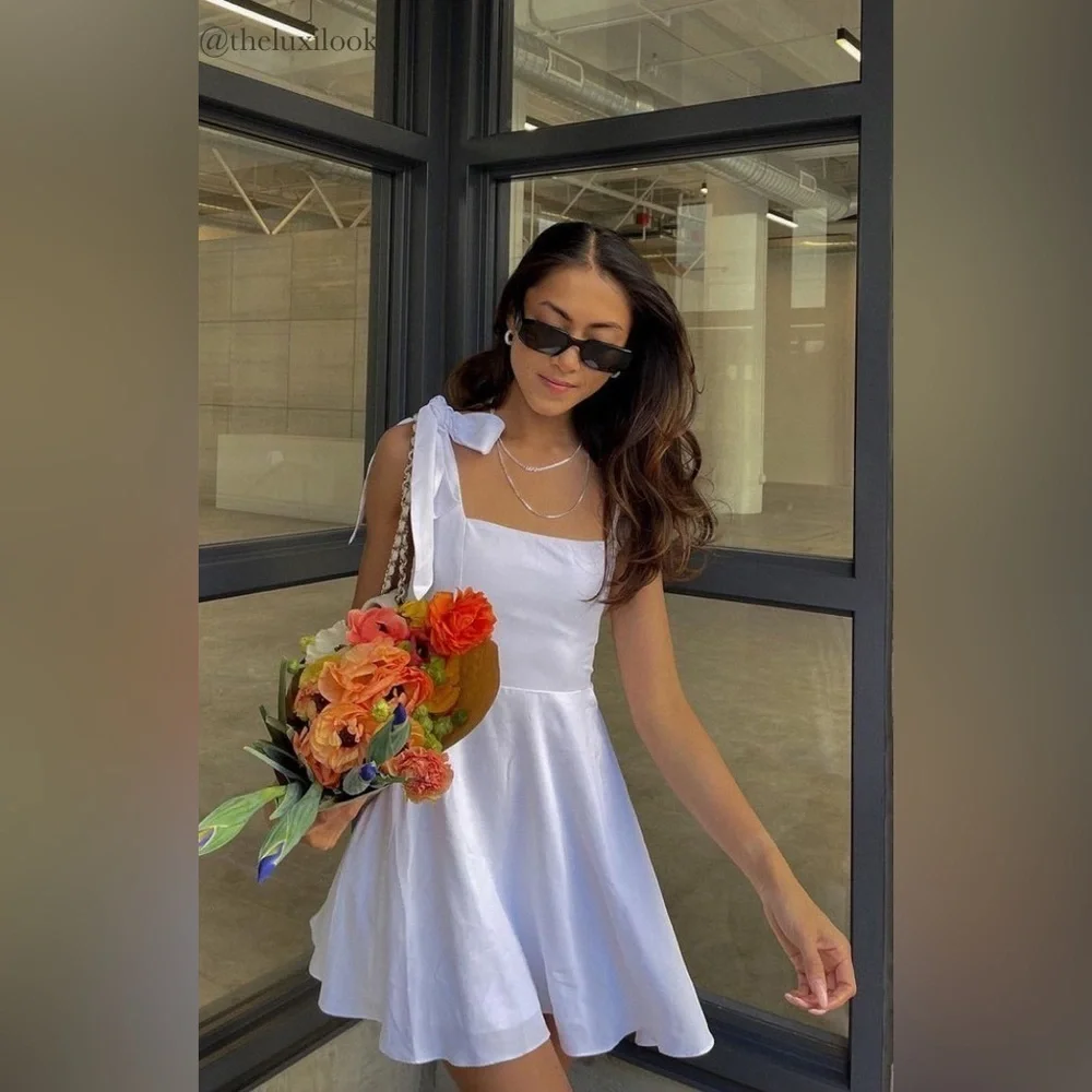 SHOW ME YOUR MUMU Claire Mini Dress In White Poplin - Picture 5 of 9